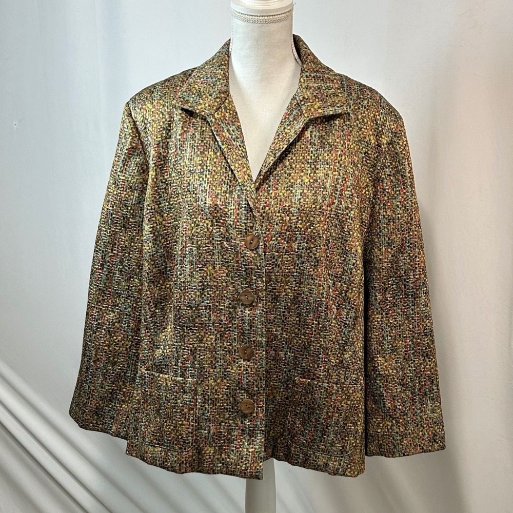 Jones New York Woman Blazer‎ Size 22W Tweed Colorful Career Jacket